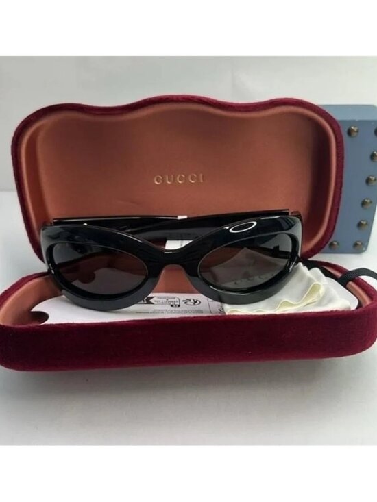 New Authentic GUCCI GG1247s 001 Black/Gold Oval sunglasses main image 4